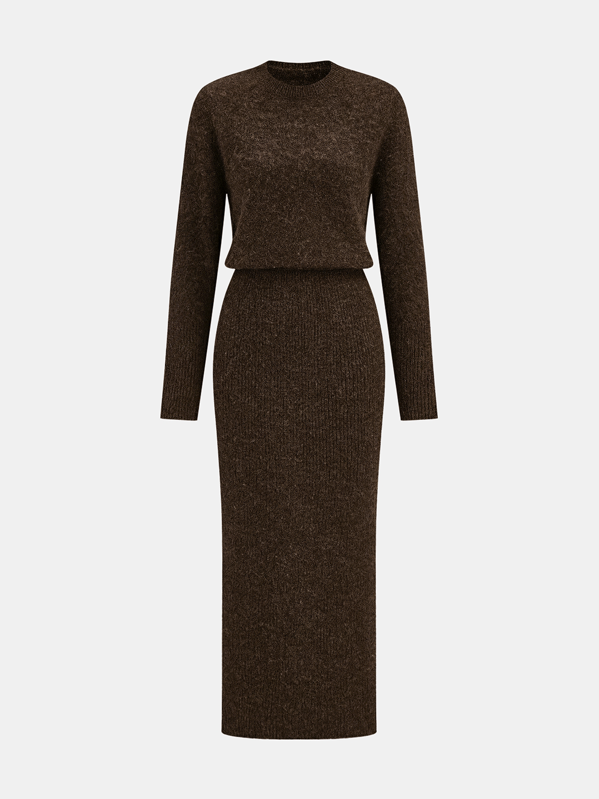 Wool-Blend Fuzzy Midi Dress for Women Casual Fall