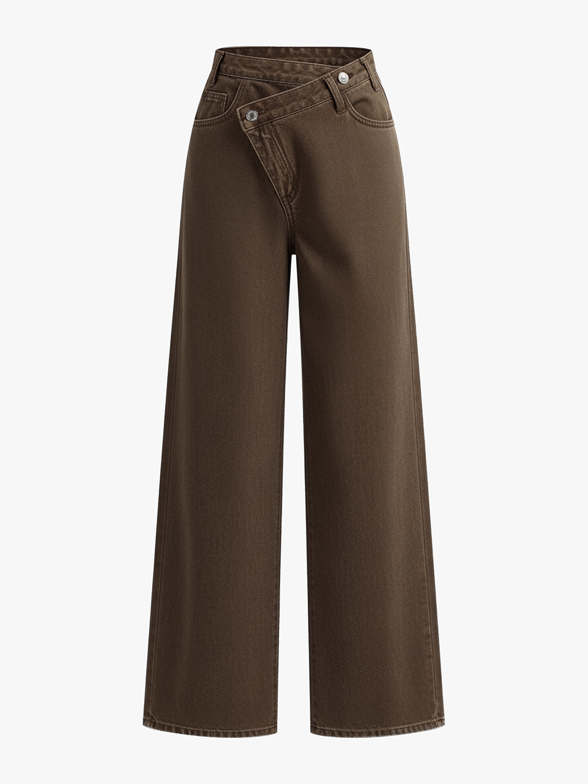 Asymmetric Waist Wide-Leg Jeans with High Rise Fit