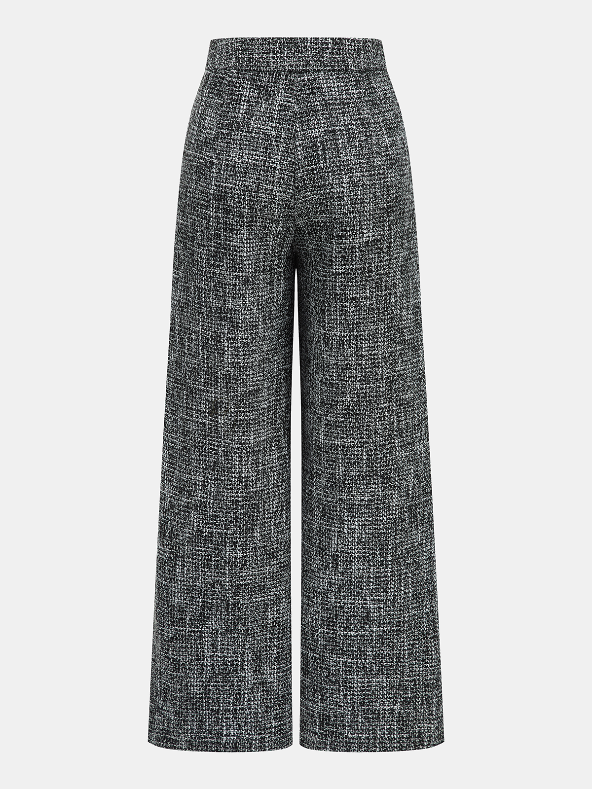 Mid-Waist Tweed Wide-Leg Pants for Women Casual Office Wear