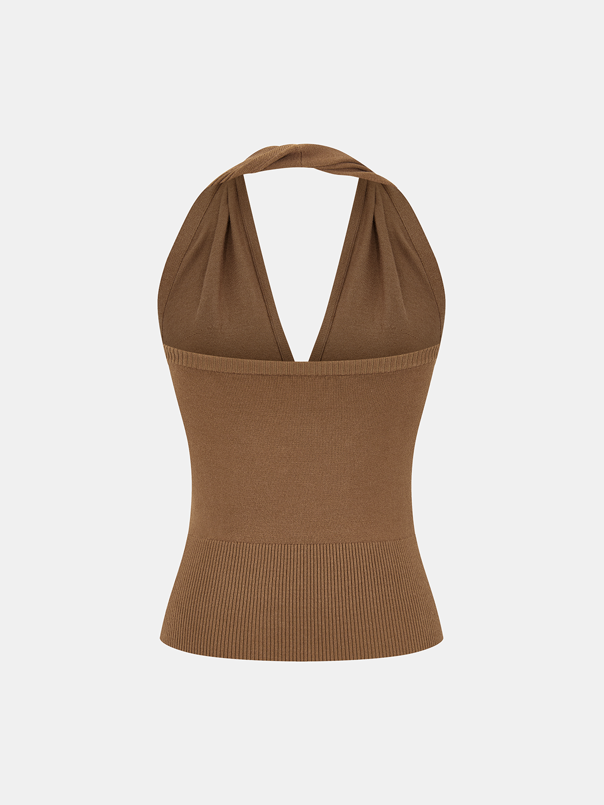 Metal Detail Halter Backless Knit Top for Women Summer Fashion