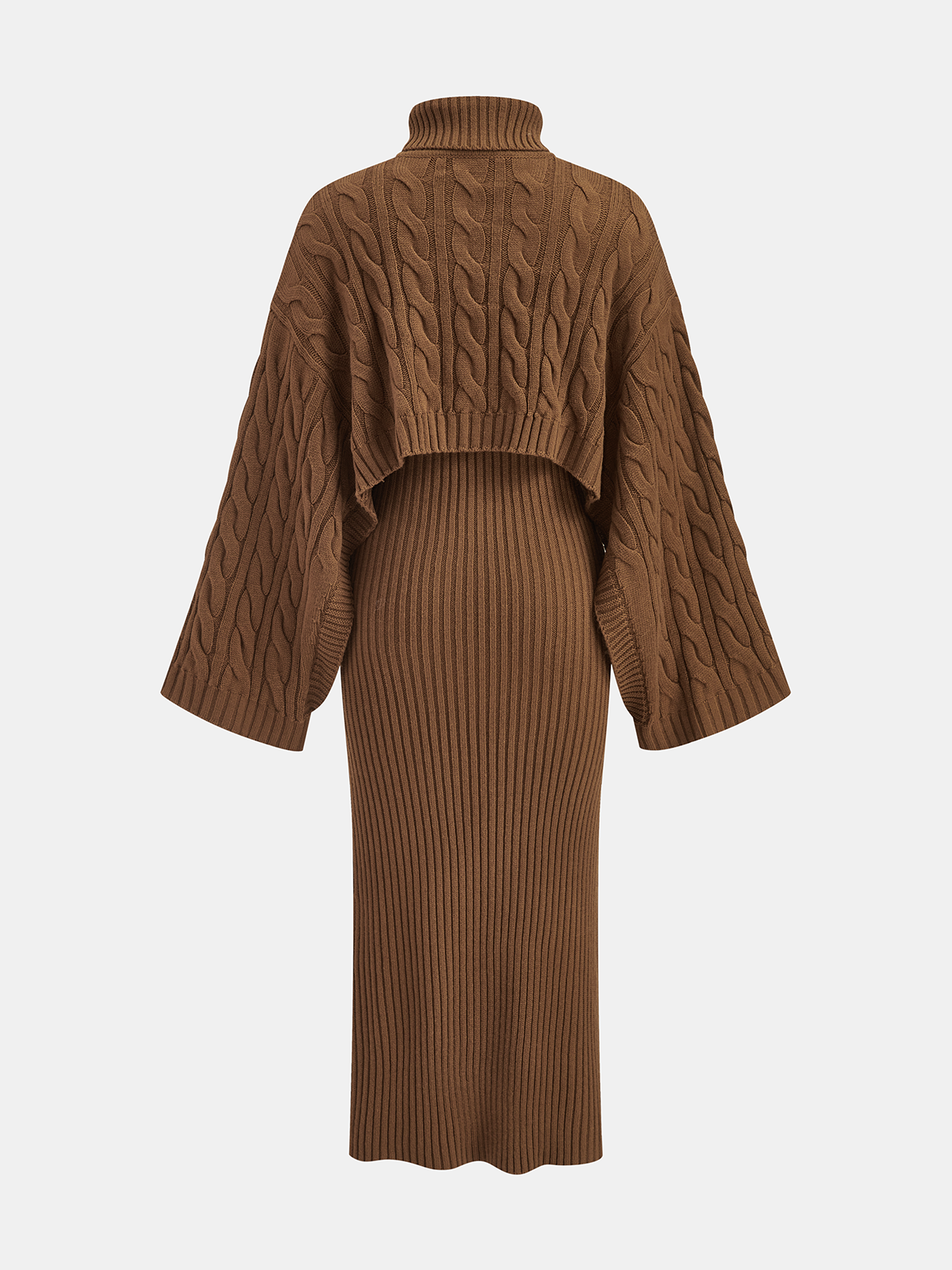 Cable-Knit Sweater & Cami Knit Dress Two-Piece Set | Cozy Winter Fashion