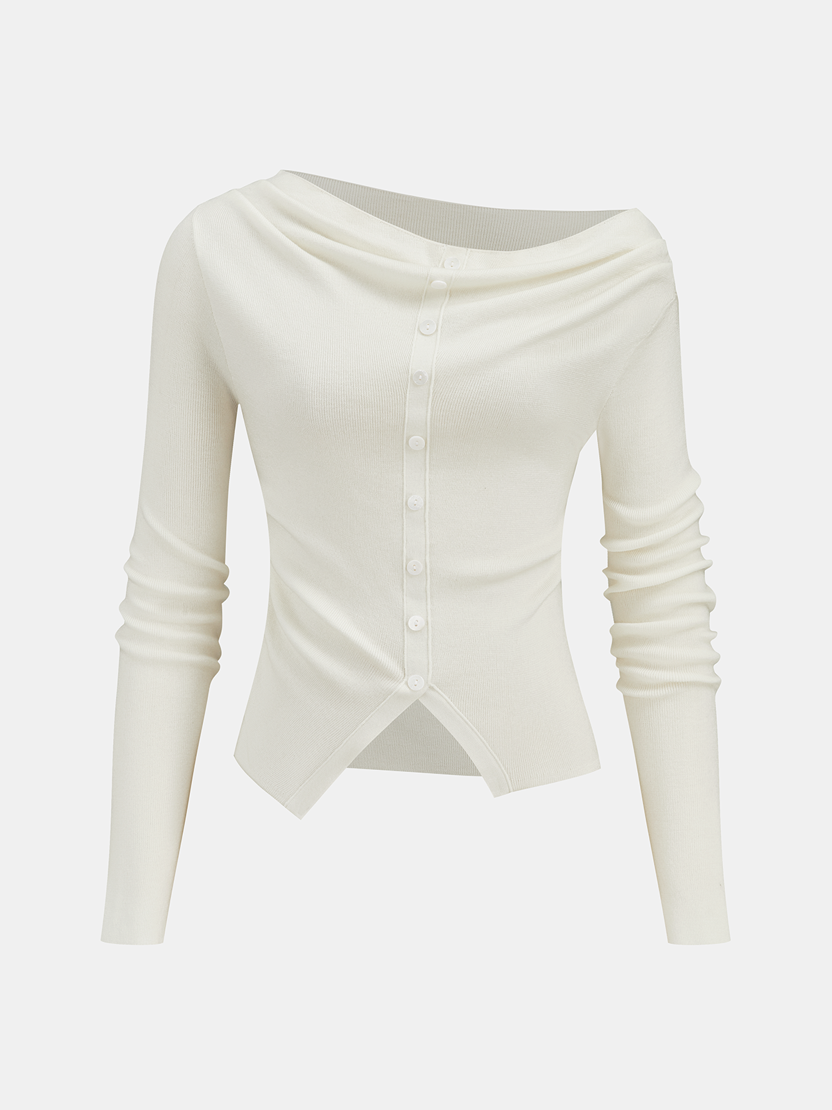 Wool-Blend Off-Shoulder Ruched Knit Top Women's Elegant Sweater