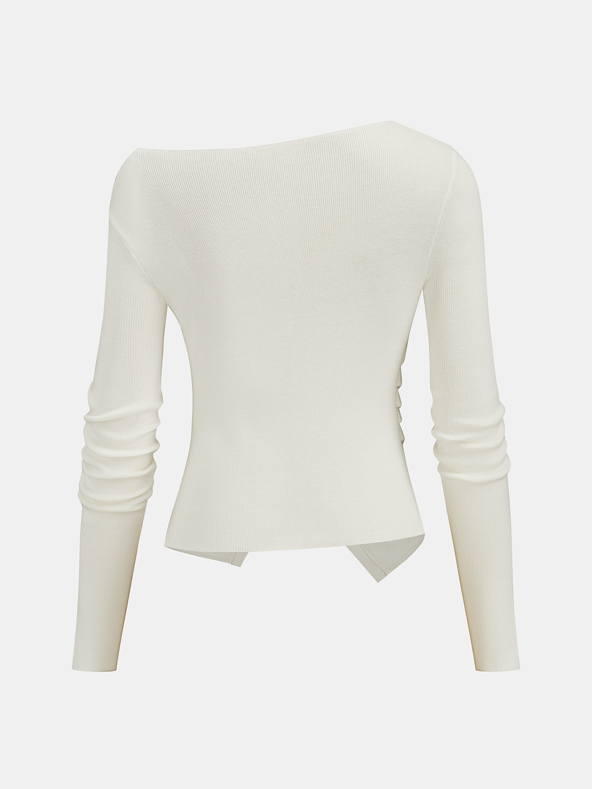 Wool-Blend Off-Shoulder Ruched Knit Top Women's Elegant Sweater
