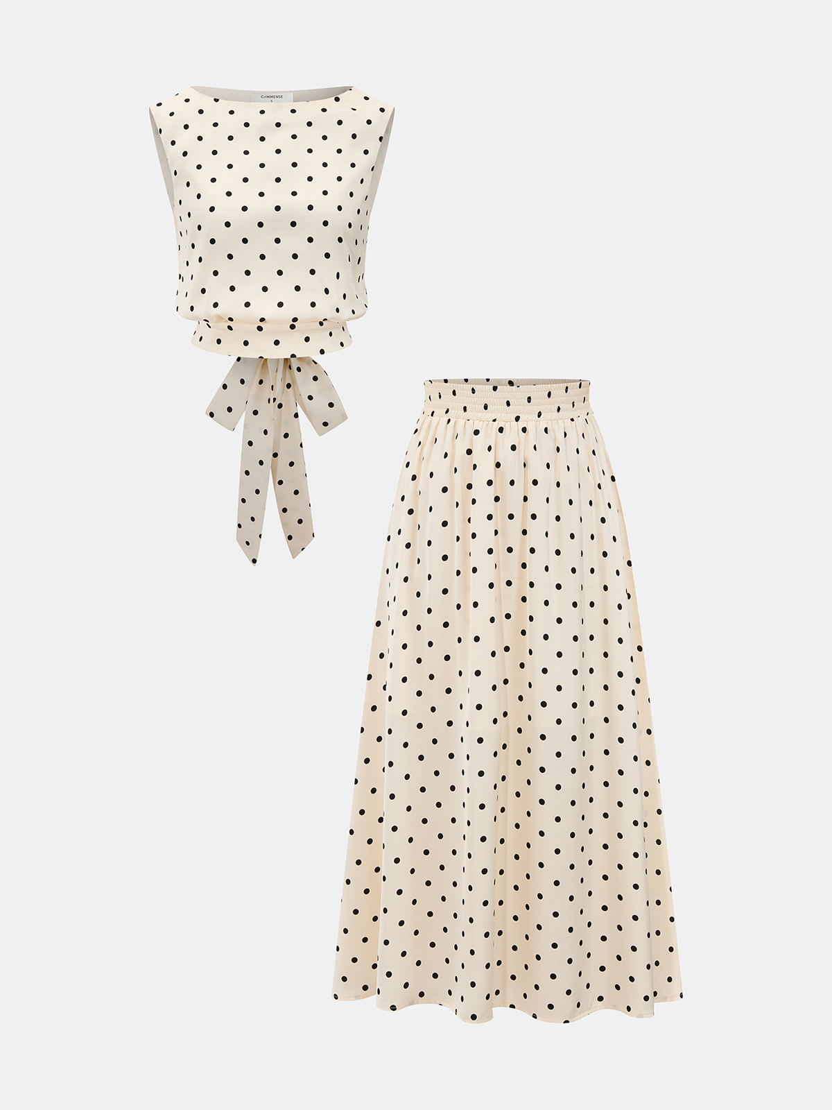 Polka Dot Sleeveless Top & Maxi Skirt Set for Women Summer Outfit