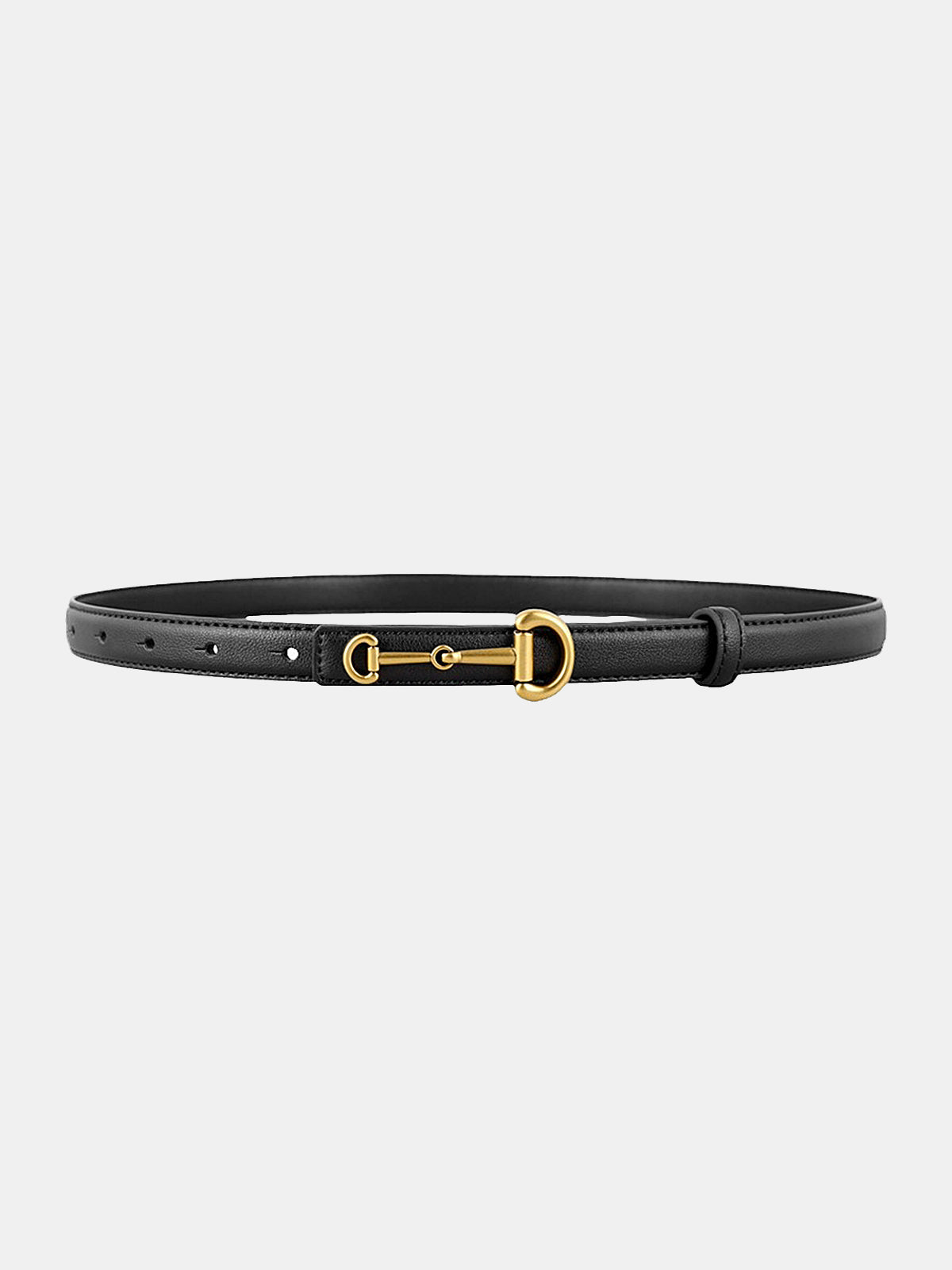 Horsebit Buckle Leather Belt for Women - Adjustable Waistband