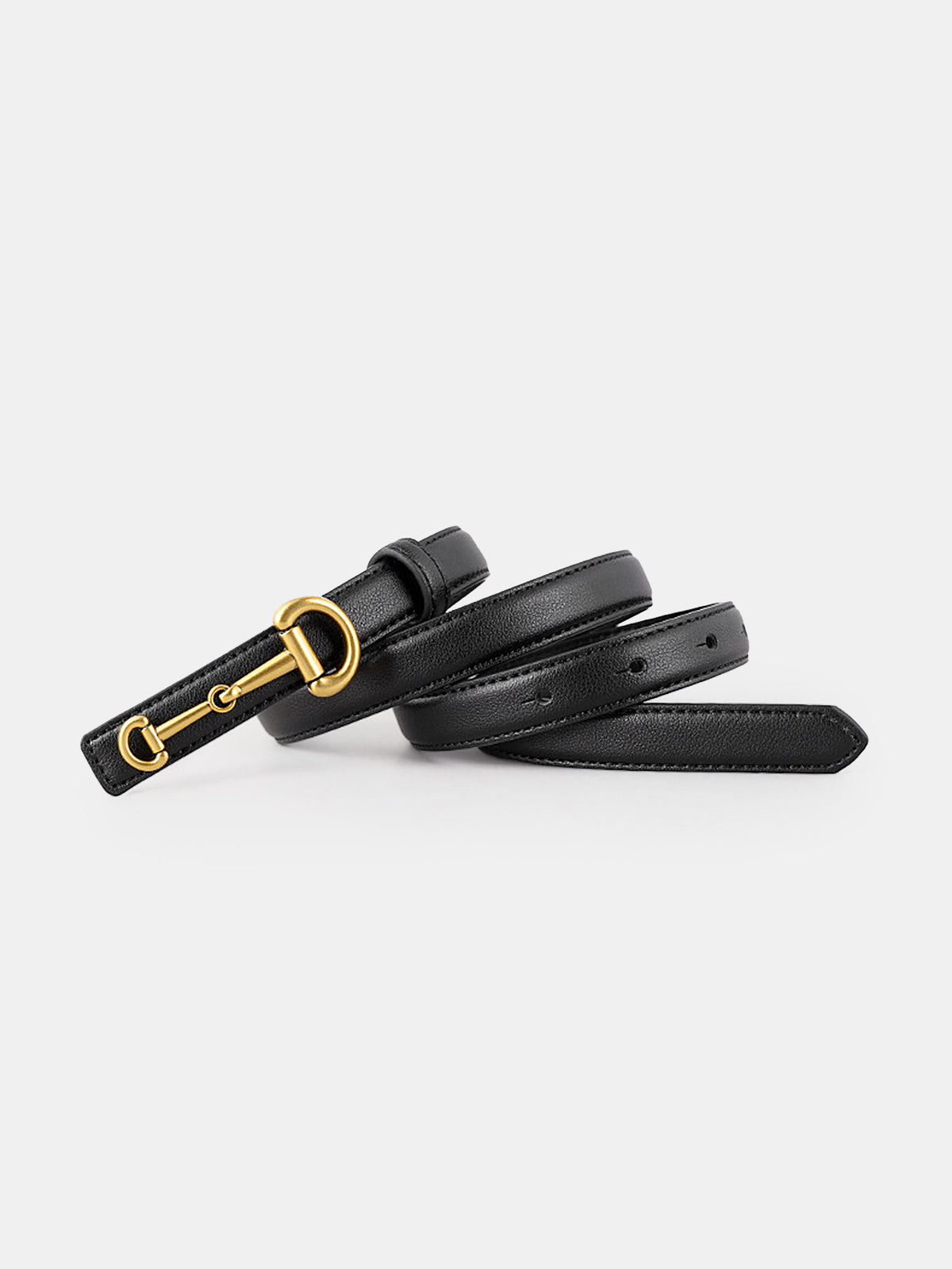 Horsebit Buckle Leather Belt for Women - Adjustable Waistband