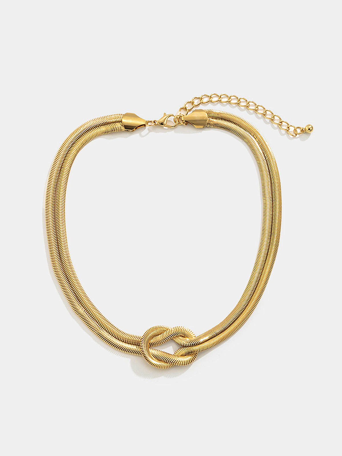 Knot Detail Double-Strand Snake Chain Necklace in Sterling Silver, Elegant Adjustable Length