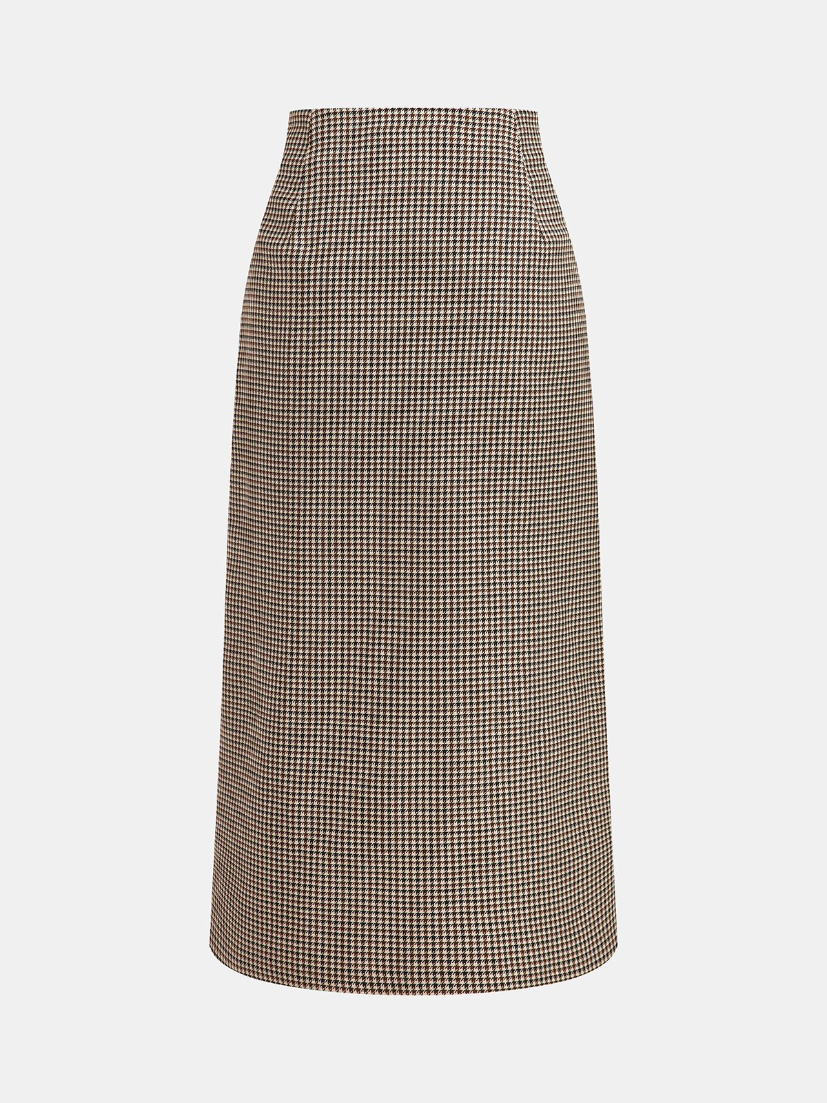Metal Embellished Houndstooth Midi Skirt for Elegant Evening Wear