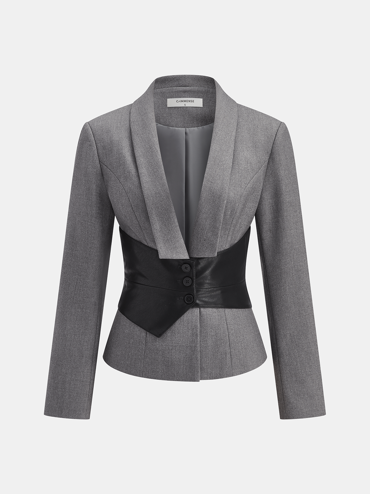 Detachable Waist Belt Lapel Tailored Blazer for Women Office Wear