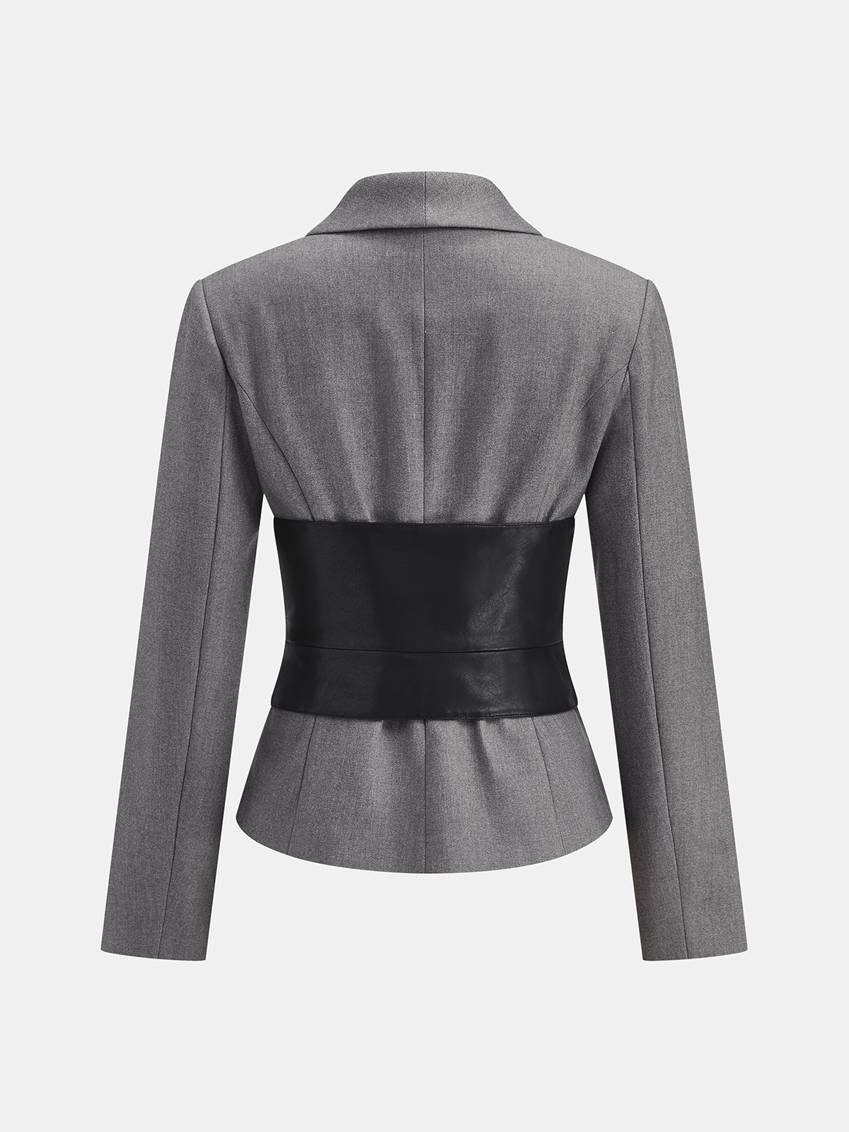 Detachable Waist Belt Lapel Tailored Blazer for Women Office Wear