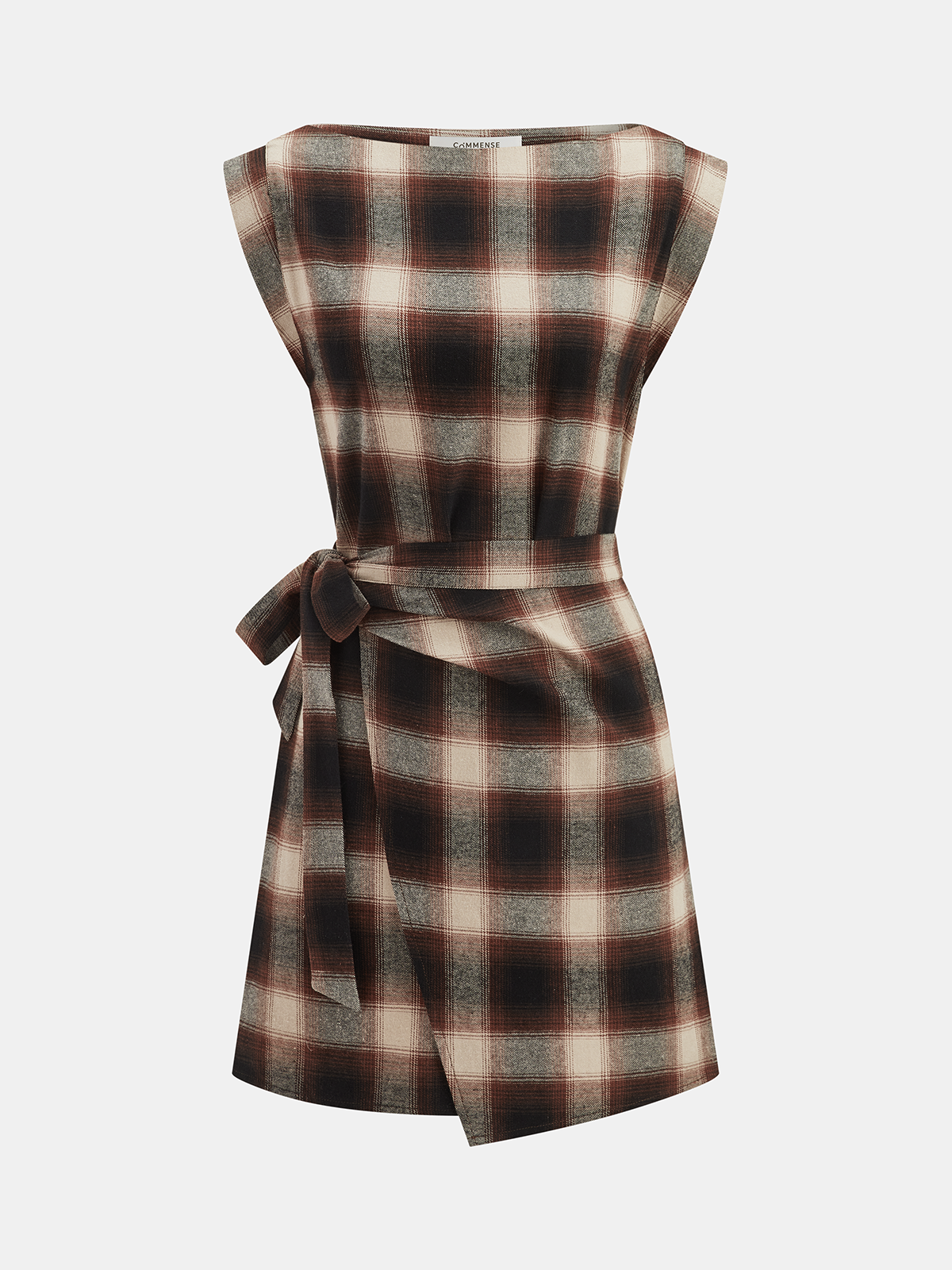 Plaid Cotton Sleeveless Tie-Waist Wrap Dress Women's Casual Summer Style
