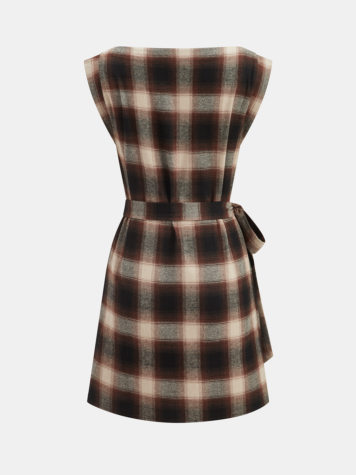 Plaid Cotton Sleeveless Tie-Waist Wrap Dress Women's Casual Summer Style