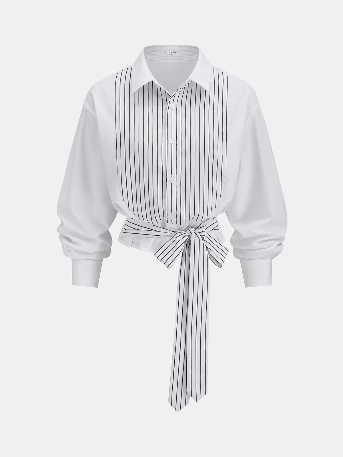 Striped Tie-Waist Cropped Shirt Women's Casual Summer Top