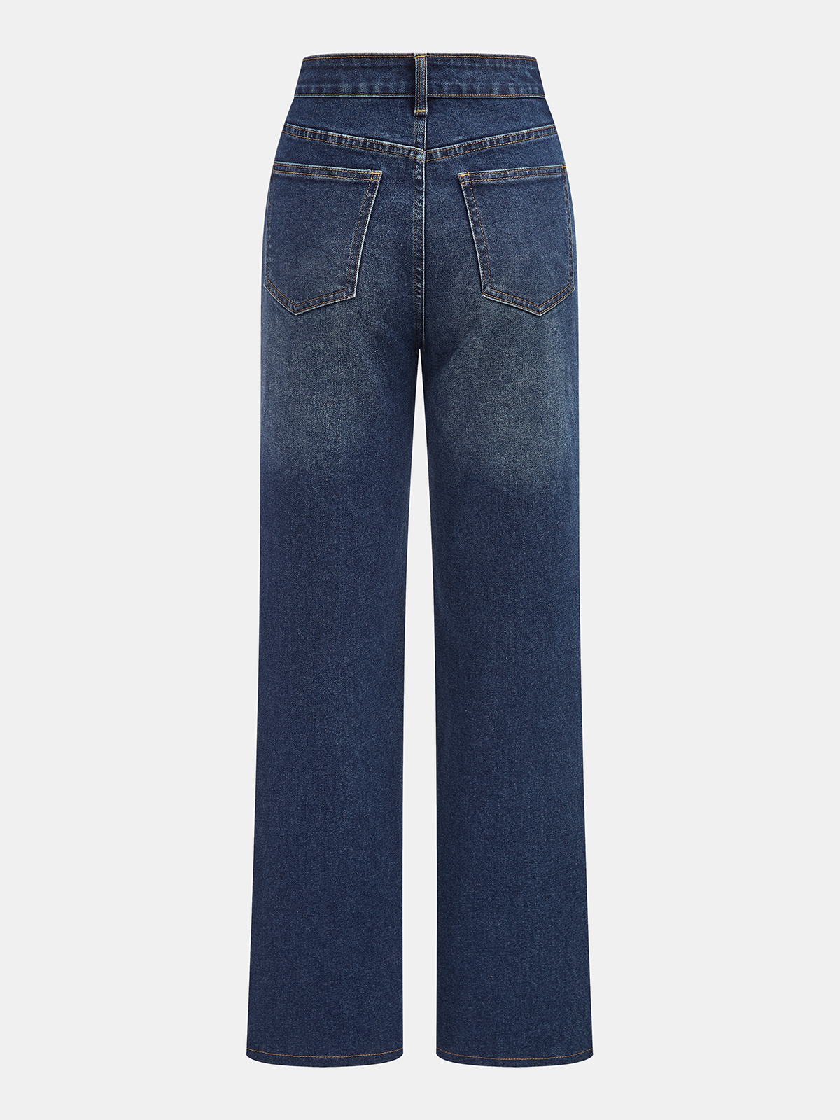 Denim Panel Faux Leather Straight-Leg Pants, Casual Chic High-Waisted Design