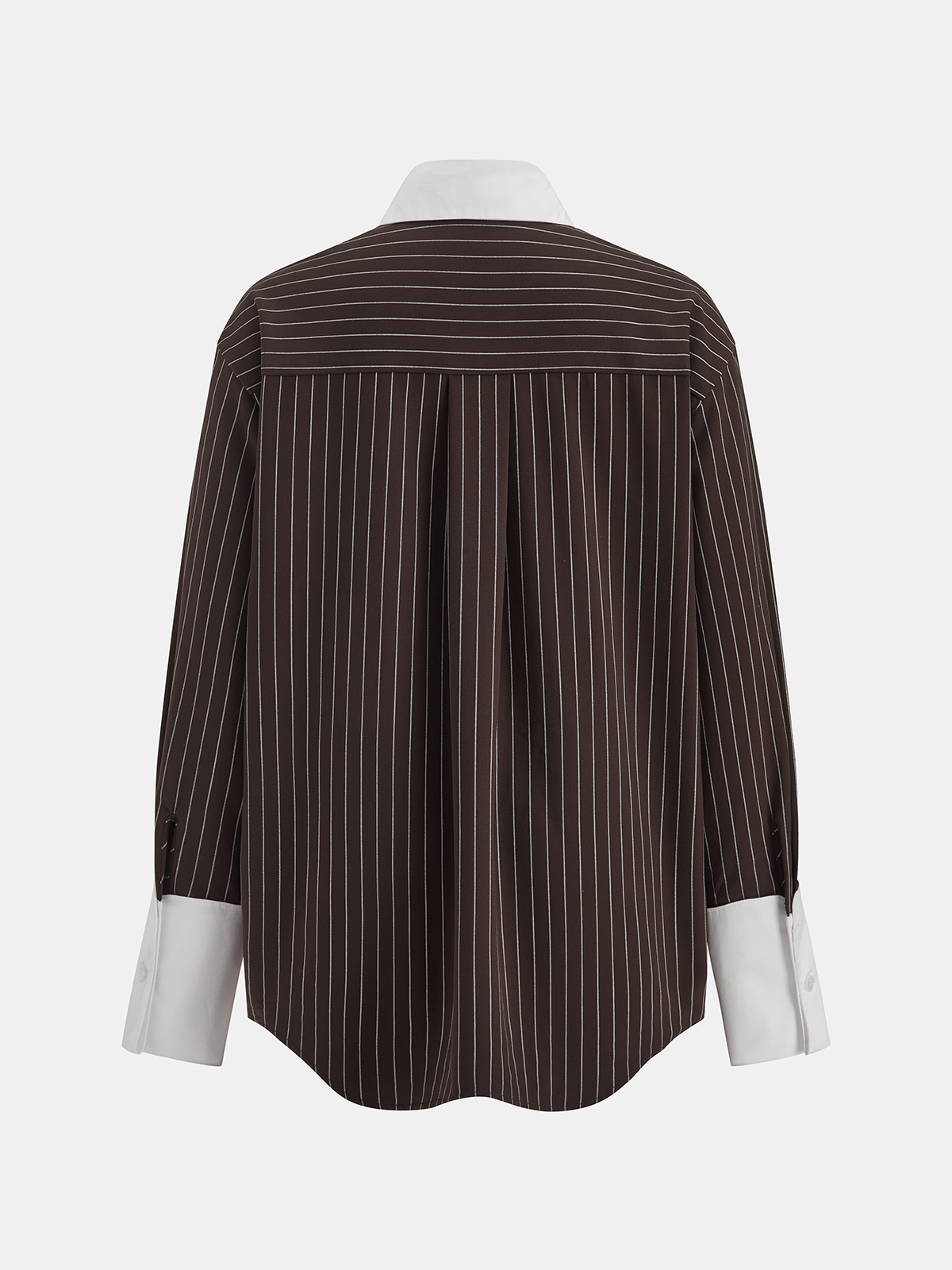 Contrast Collar Pinstripe Loose Shirt for Casual Business Wear