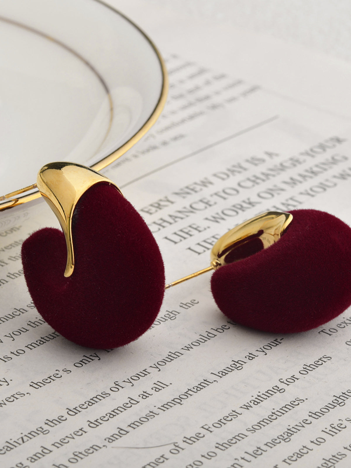 Flocked Hoop Stud Earrings Trendy Lightweight Fashion Jewelry