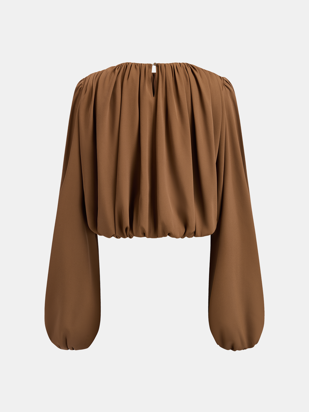 Loose Ruched Puff-Sleeve Cropped Blouse Women's Trendy Casual Top