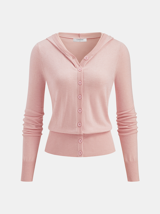 Wool-Blend Hooded Cardigan with Pockets for Men