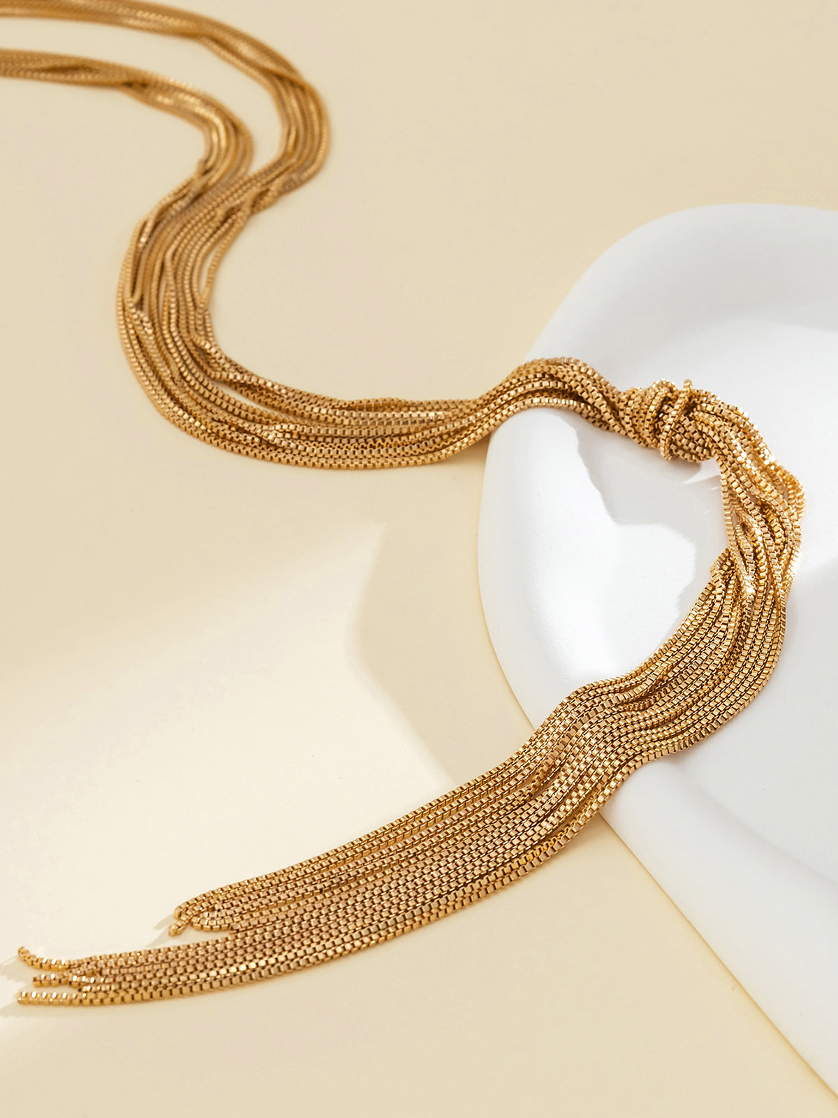 Multi-Strand Y-Shaped Tassel Necklace Perfect for Evening Wear