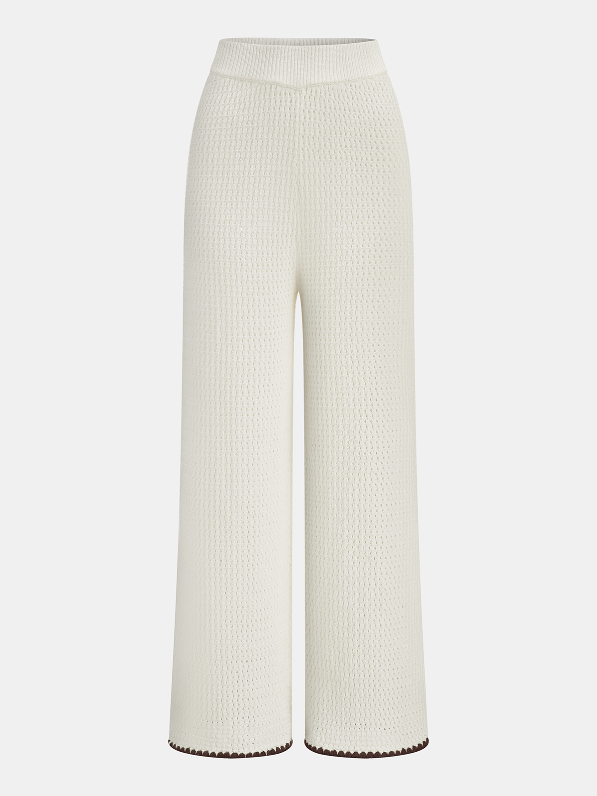 Contrast Trim Knit Vest & Wide-Leg Pants Set - Cozy Casual Outfit for Women