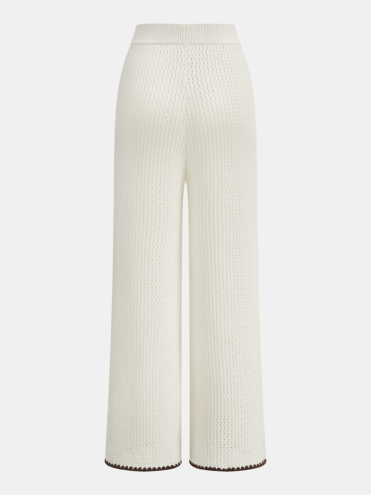 Contrast Trim Knit Vest & Wide-Leg Pants Set - Cozy Casual Outfit for Women