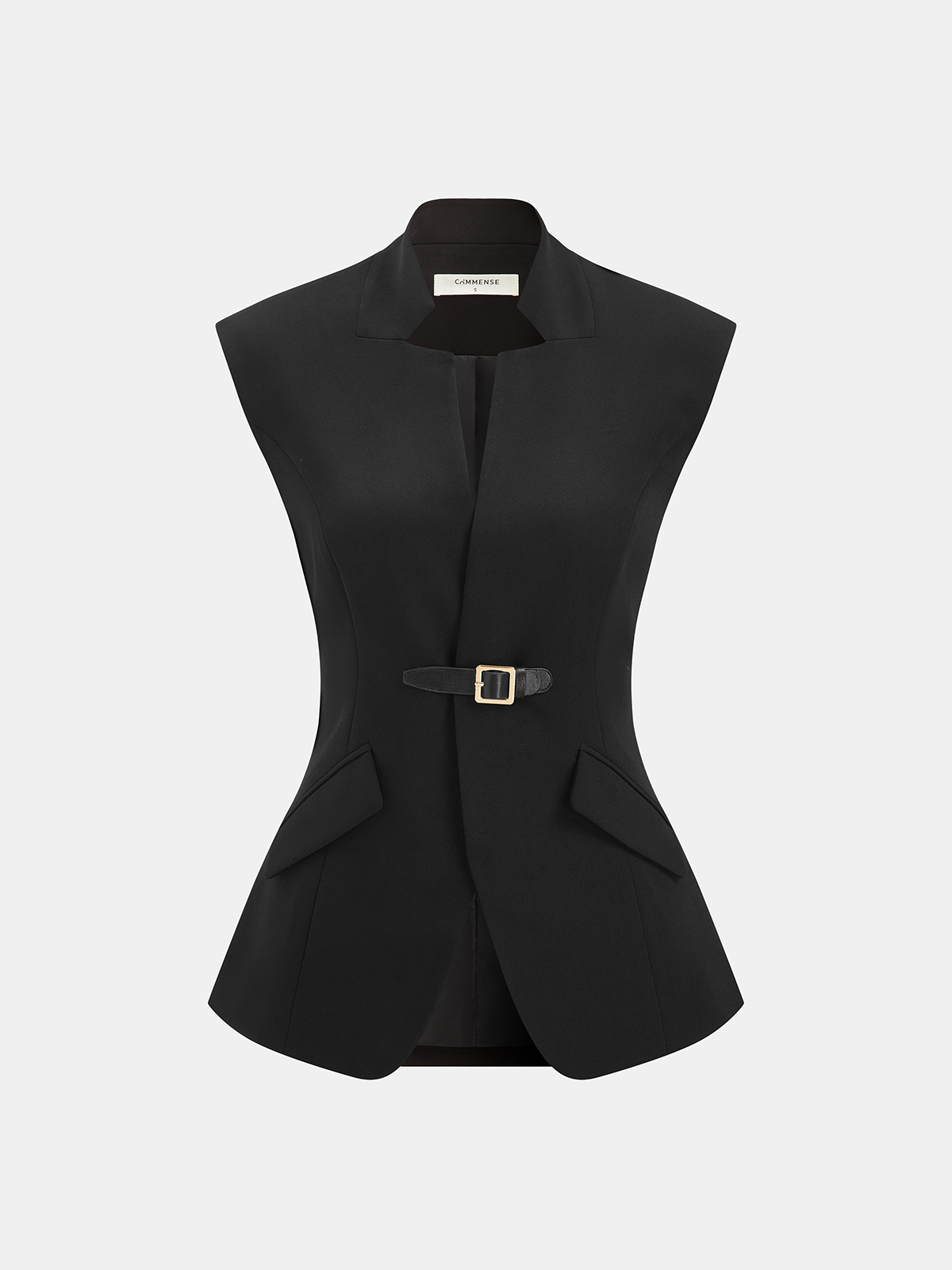 Notch Lapel Buckle Detail Women's Fashion Blazer Vest for Work
