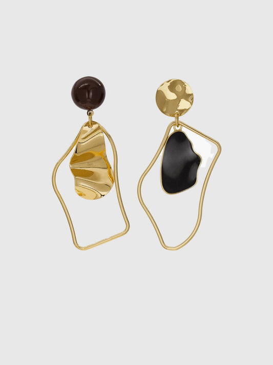 "Irregular Stud Drop Earrings Unique Geometric Design Silver"