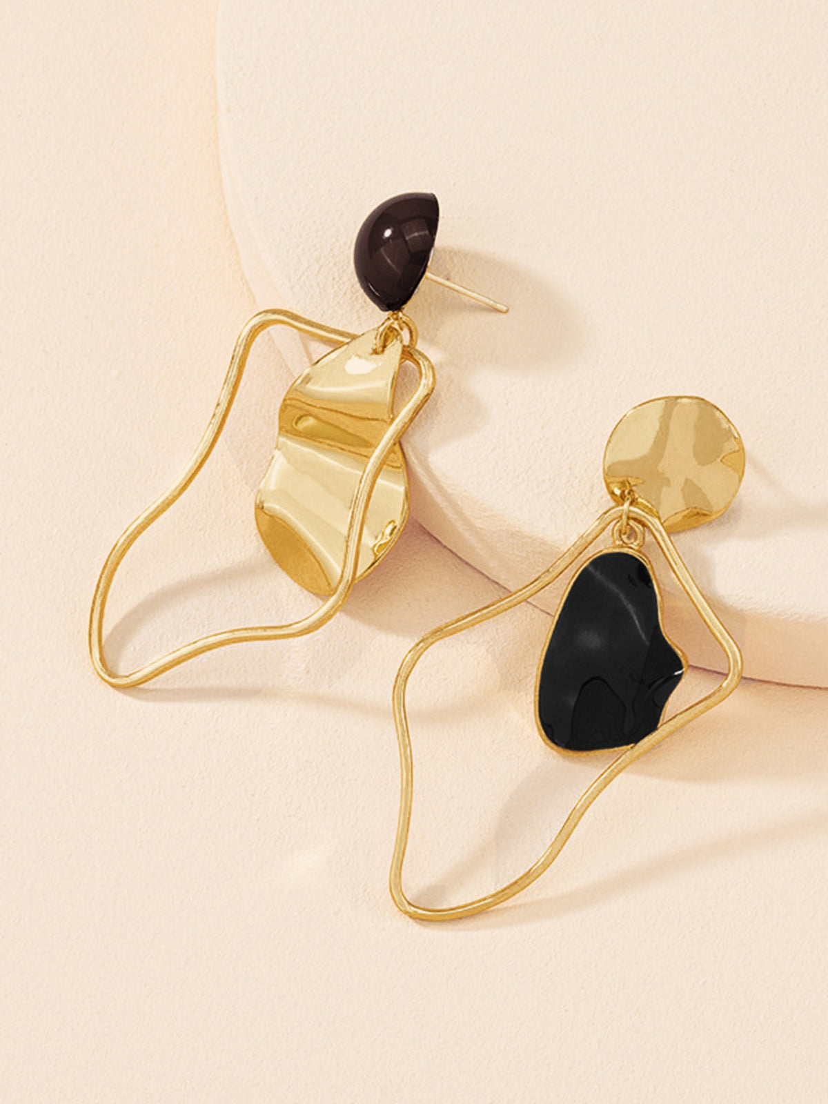 "Irregular Stud Drop Earrings Unique Geometric Design Silver"