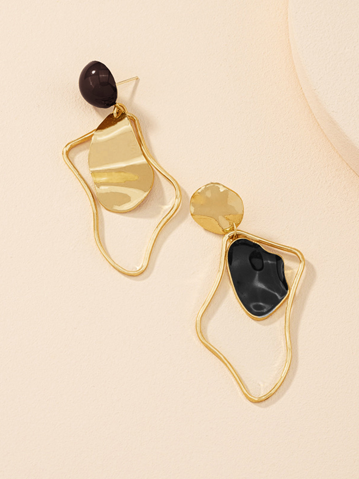 "Irregular Stud Drop Earrings Unique Geometric Design Silver"