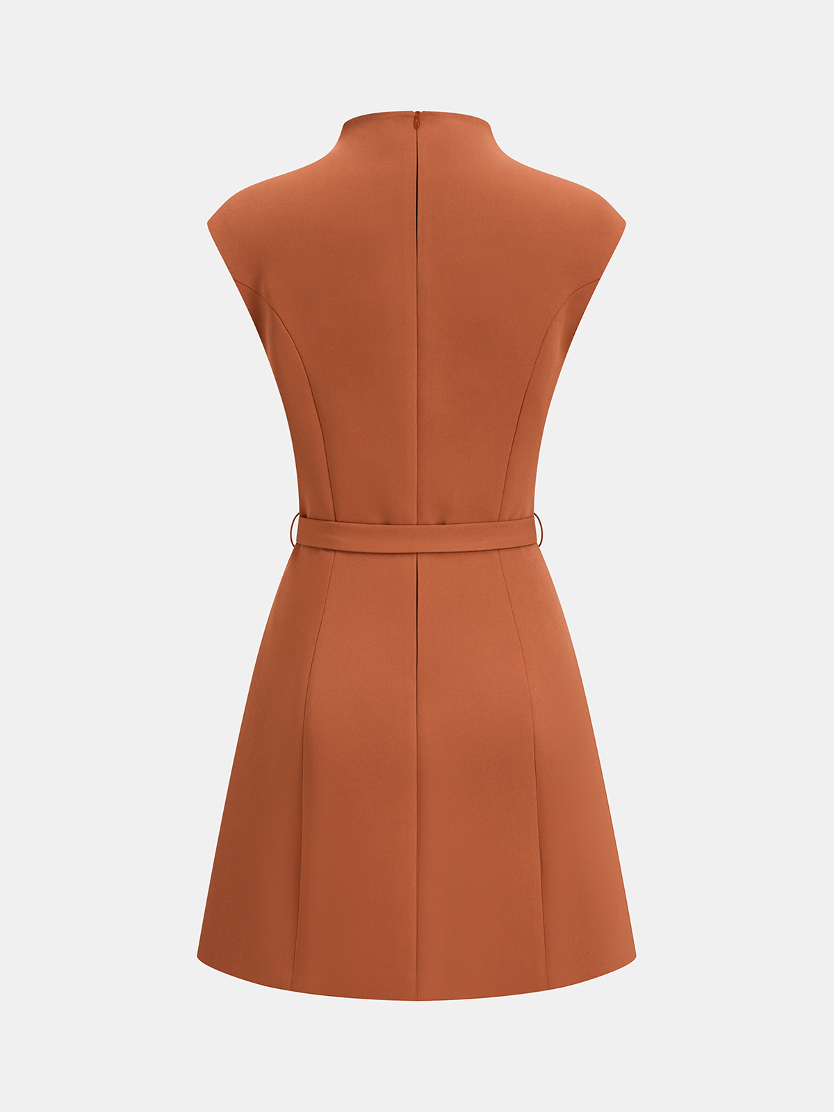 Belted Asymmetric Neckline Sleeveless Mini Dress Stylish Trendy Look
