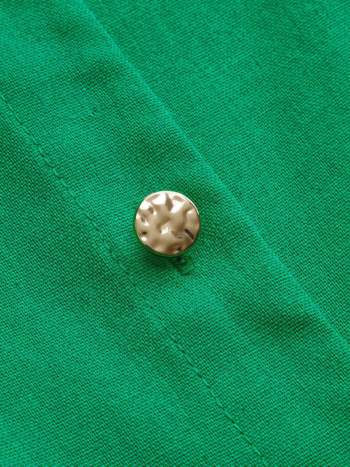 Cotton-Linen Pleated Button-Front Mini Dress with Belted Waistband