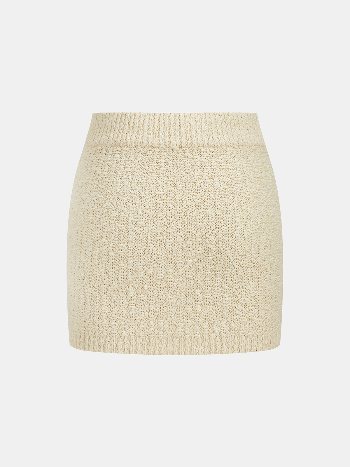 Textured Knit Top & Drawstring Mini Skirt Set for Women Casual Wear