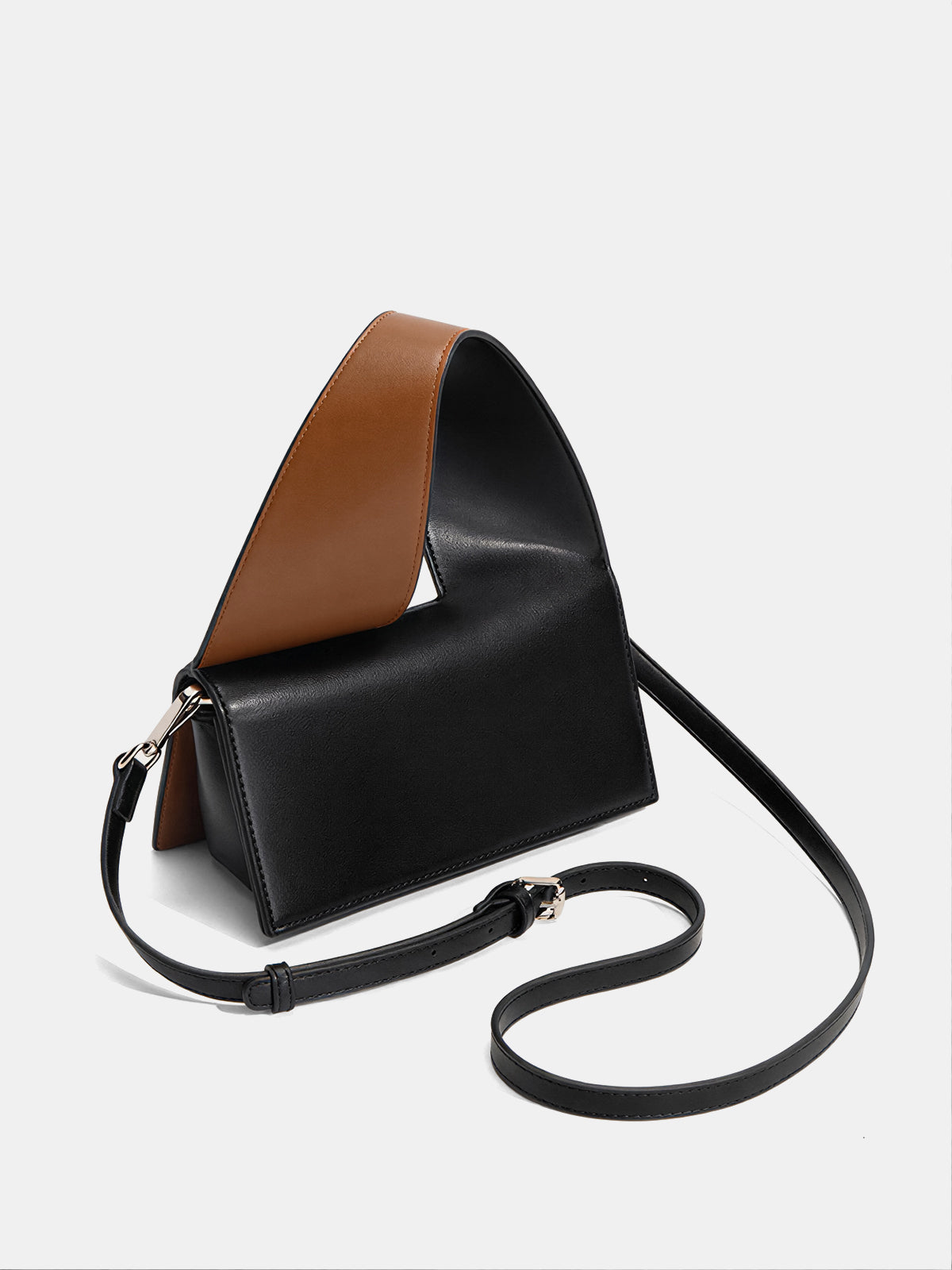 Color-Block Geometric Top-Handle Bag with Adjustable Strap for Women