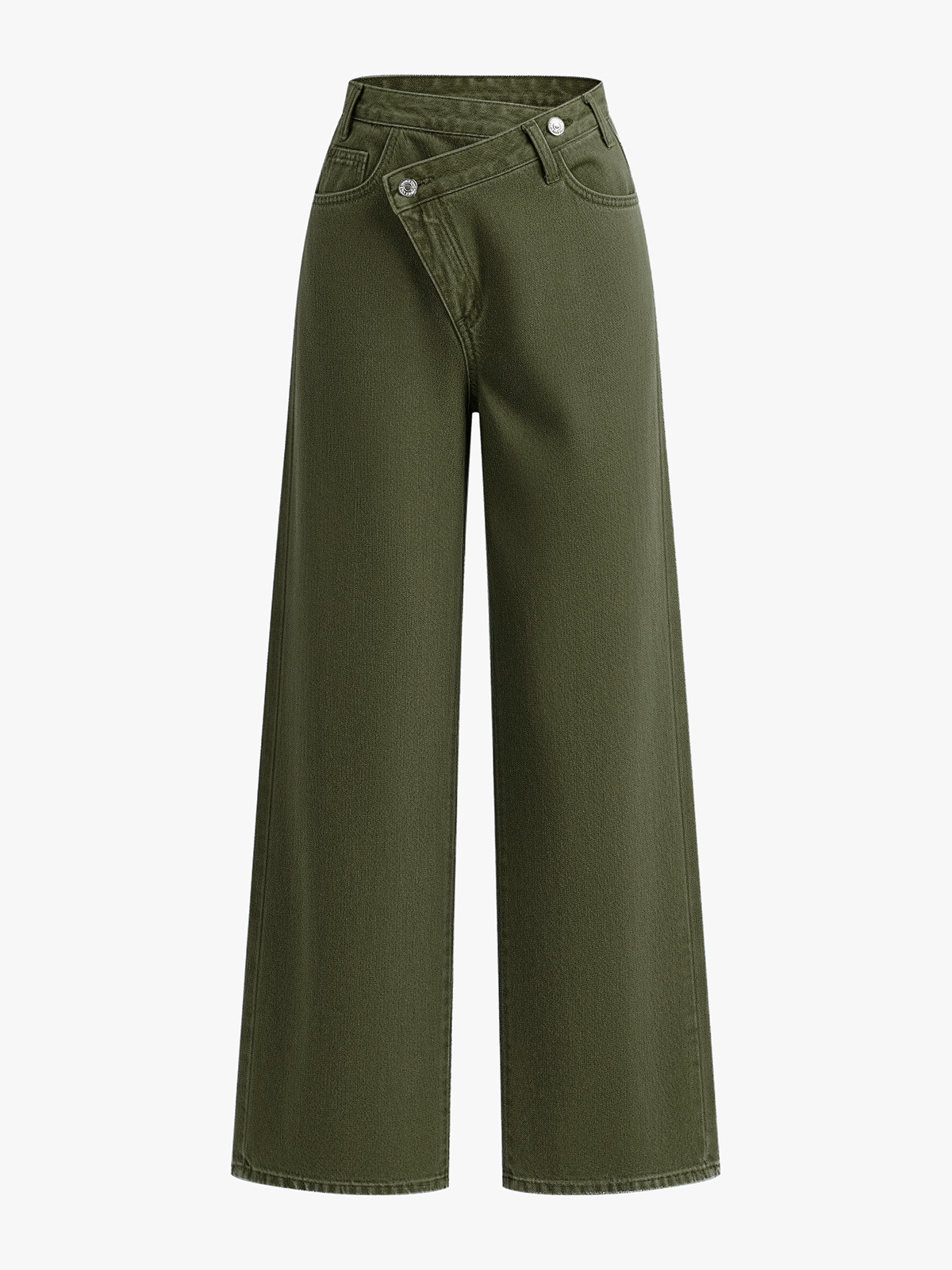 Asymmetric Waist Wide-Leg Jeans with High Rise Fit