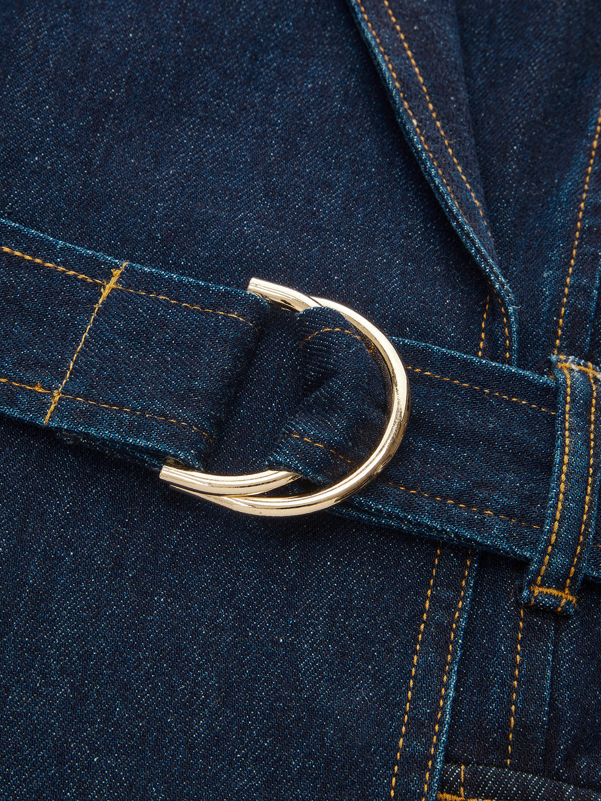 Belted Denim Blazer Dress with Tailored Fit and Vintage Wash