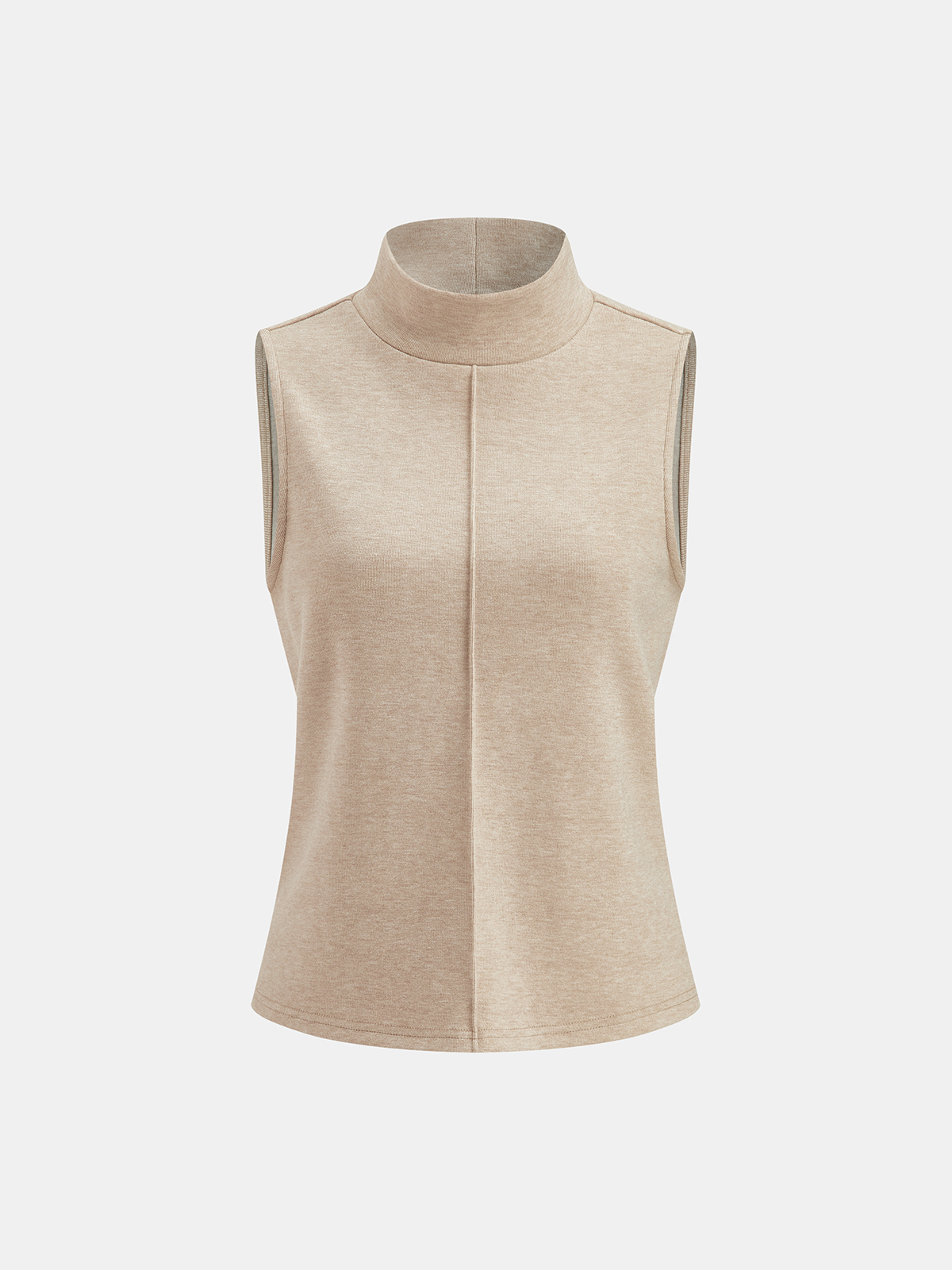 Seam Detail Mock Neck Tank & Pants Set, Comfortable Stretch Fit Outfit