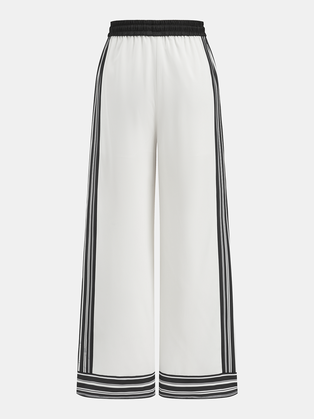 Striped Trim Drawstring Wide-Leg Pants with Comfort Fit