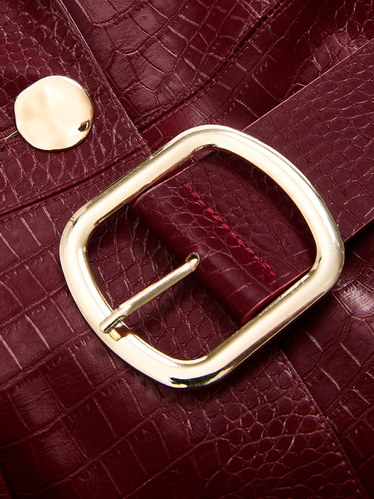 Belted Crocodile-Embossed Blazer for Women with Pockets