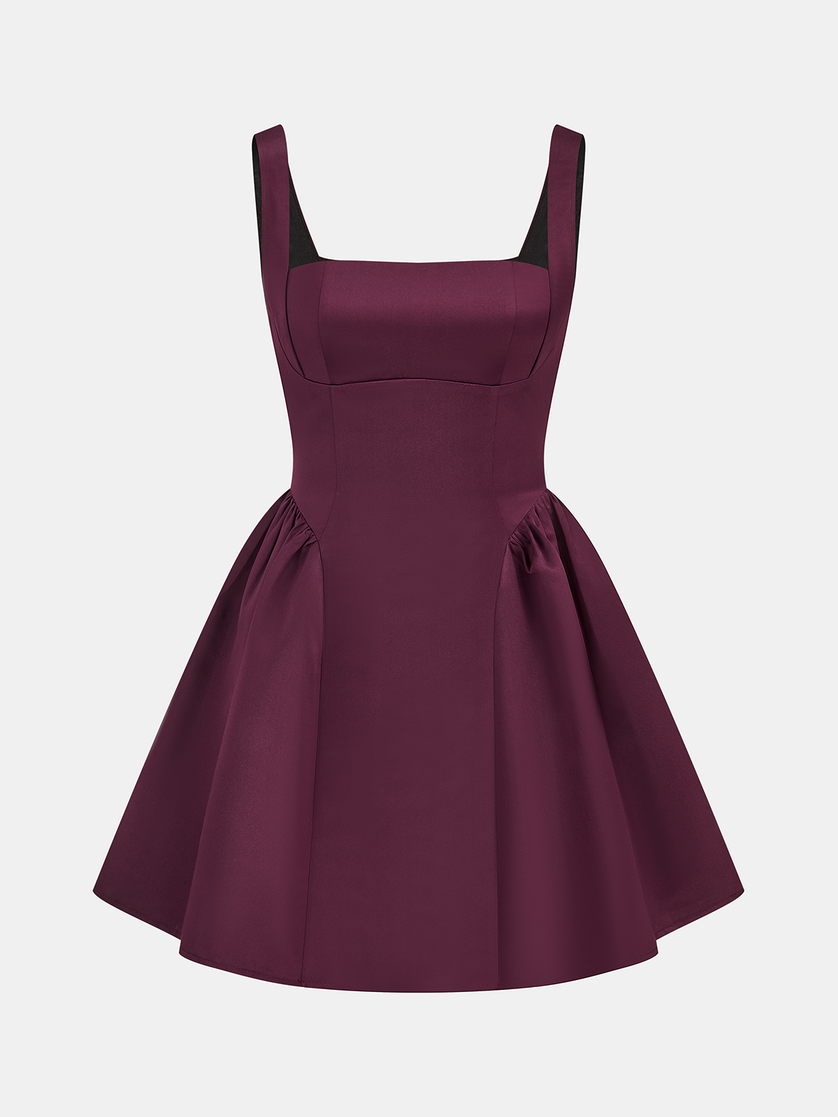 Square Neck Satin Flare Mini Dress for Evening Events