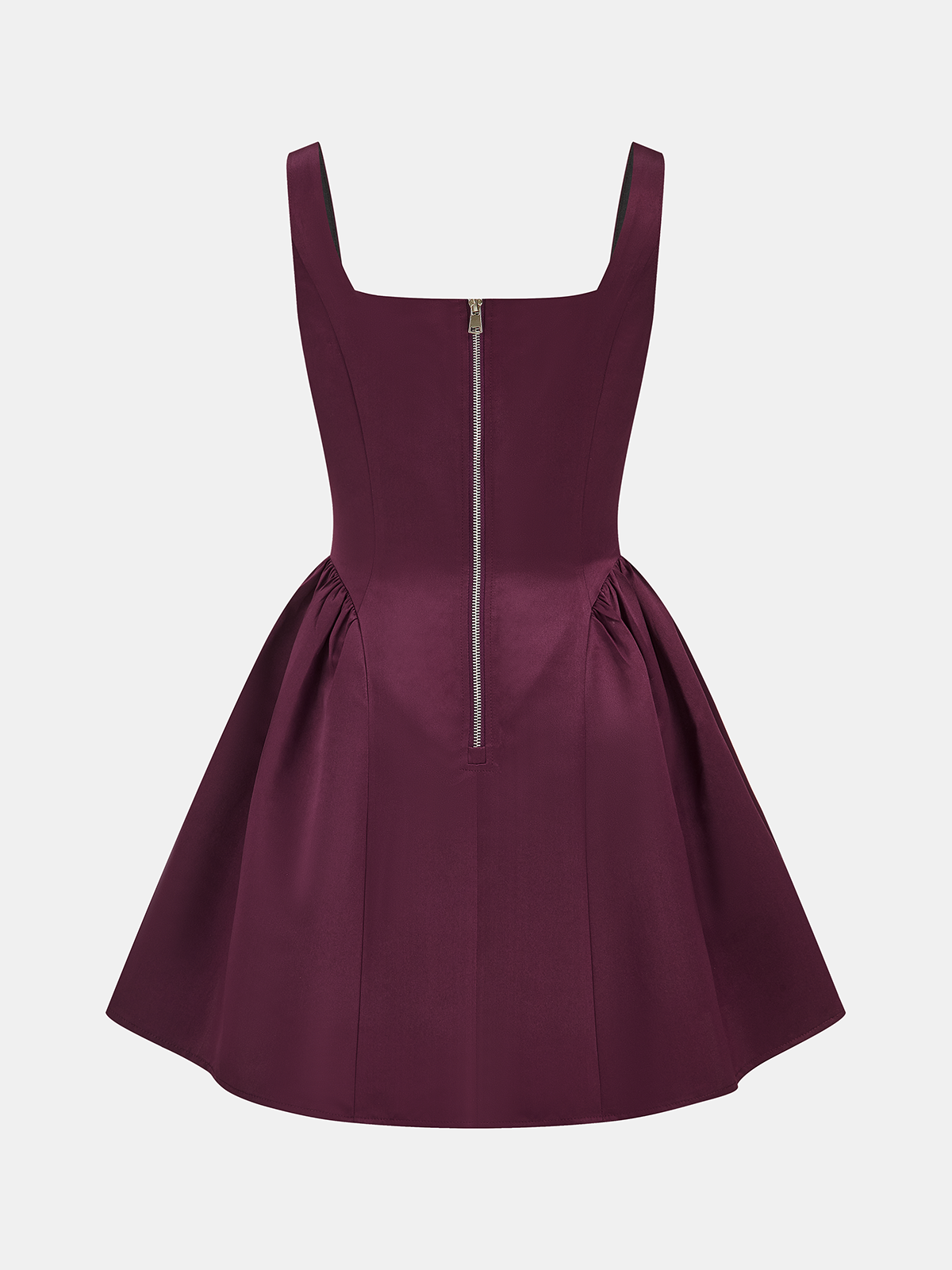 Square Neck Satin Flare Mini Dress for Evening Events