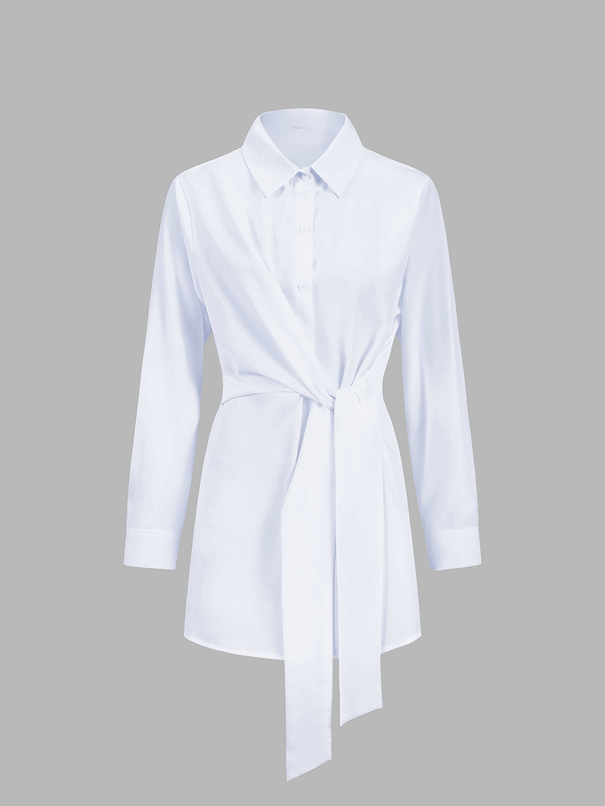 Semi-Sheer Button Down Tied Long Shirt, Casual Lightweight Summer Top
