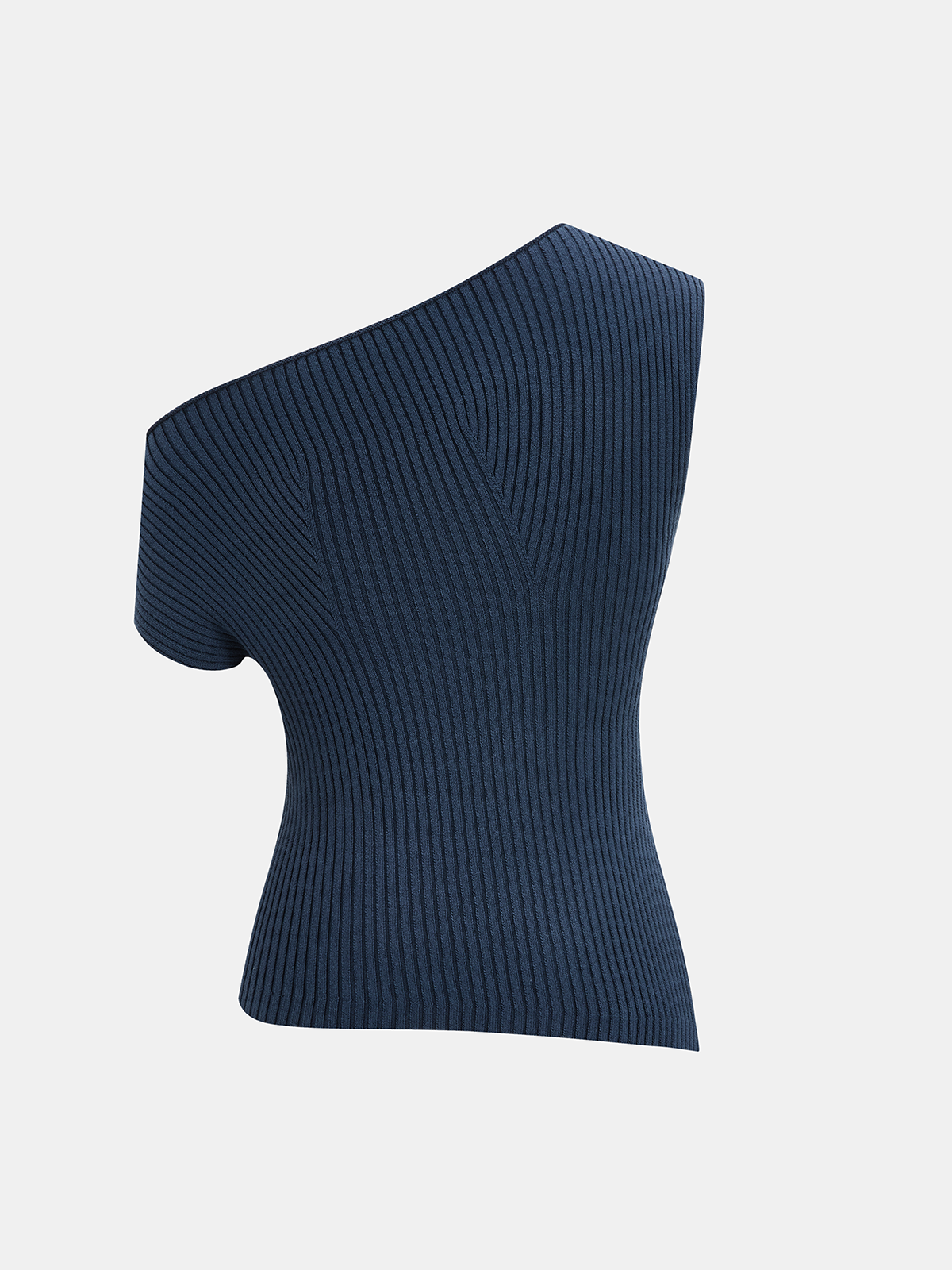 Ribbed Knit One-Shoulder Asymmetrical Top, Trendy Women's Fashion Style
