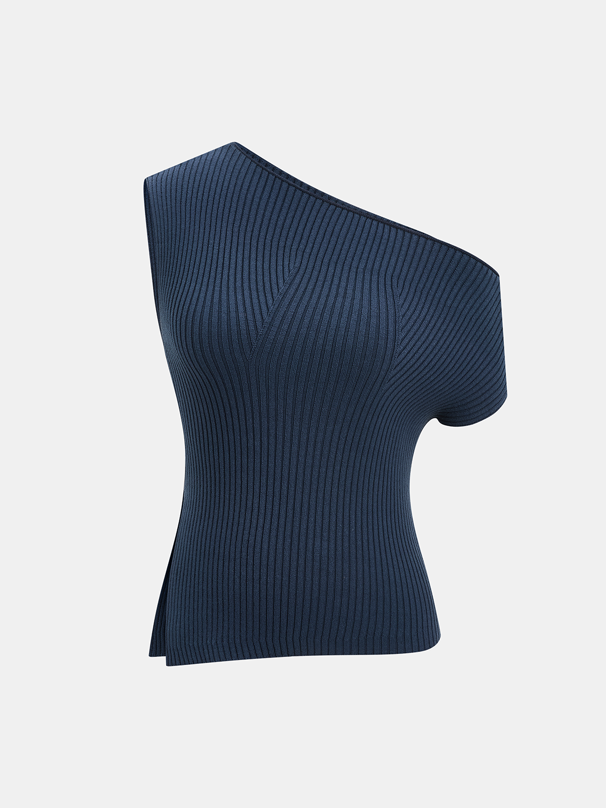 Ribbed Knit One-Shoulder Asymmetrical Top, Trendy Women's Fashion Style