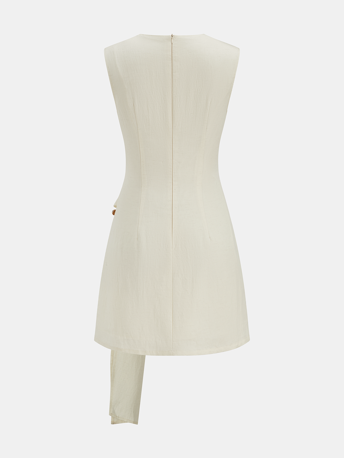 Tencel Blend Asymmetric Buckle Ruched Mini Dress - Women's Fashionable Trendy Outfit