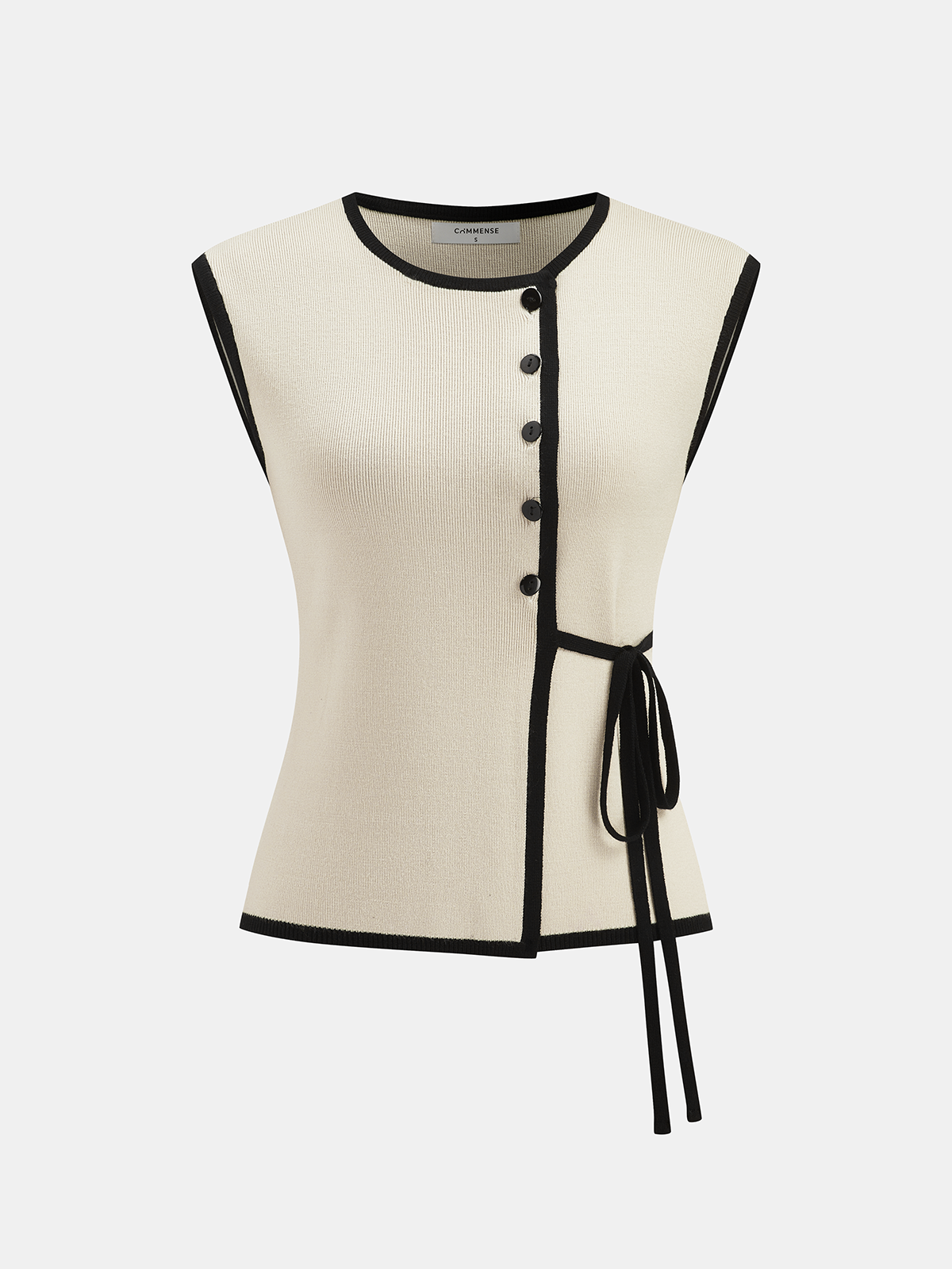 Contrast Trim Sleeveless Knit Top for Women Summer Casual
