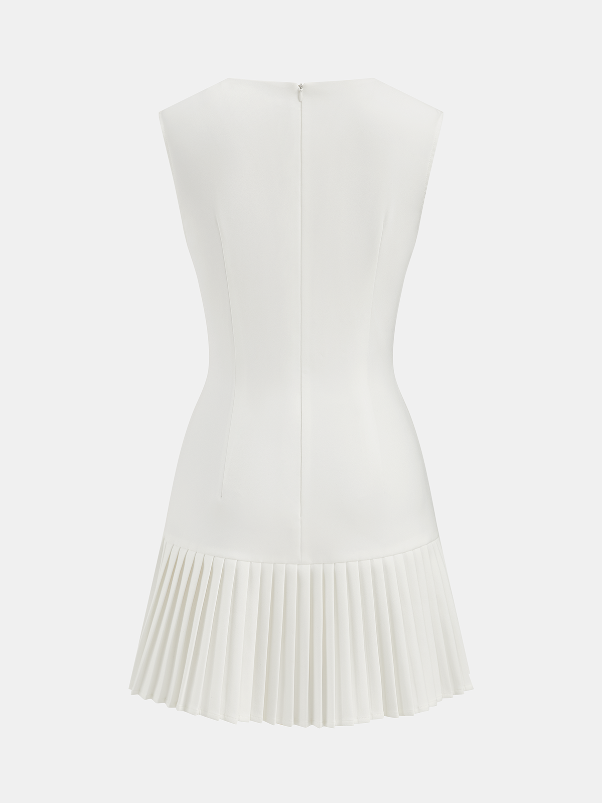 Metal Detail Sleeveless Slim Fit Pleated Mini Dress for Women Spring Collection