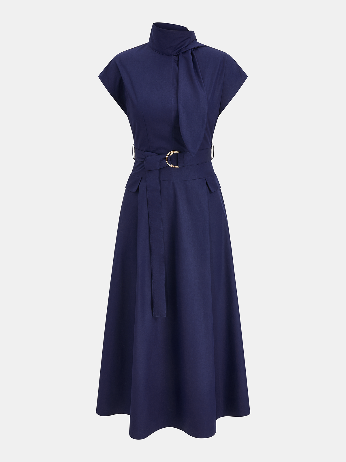 Tie-Neck Belted Sleeveless Maxi Dress for Elegant Summer Evening Events