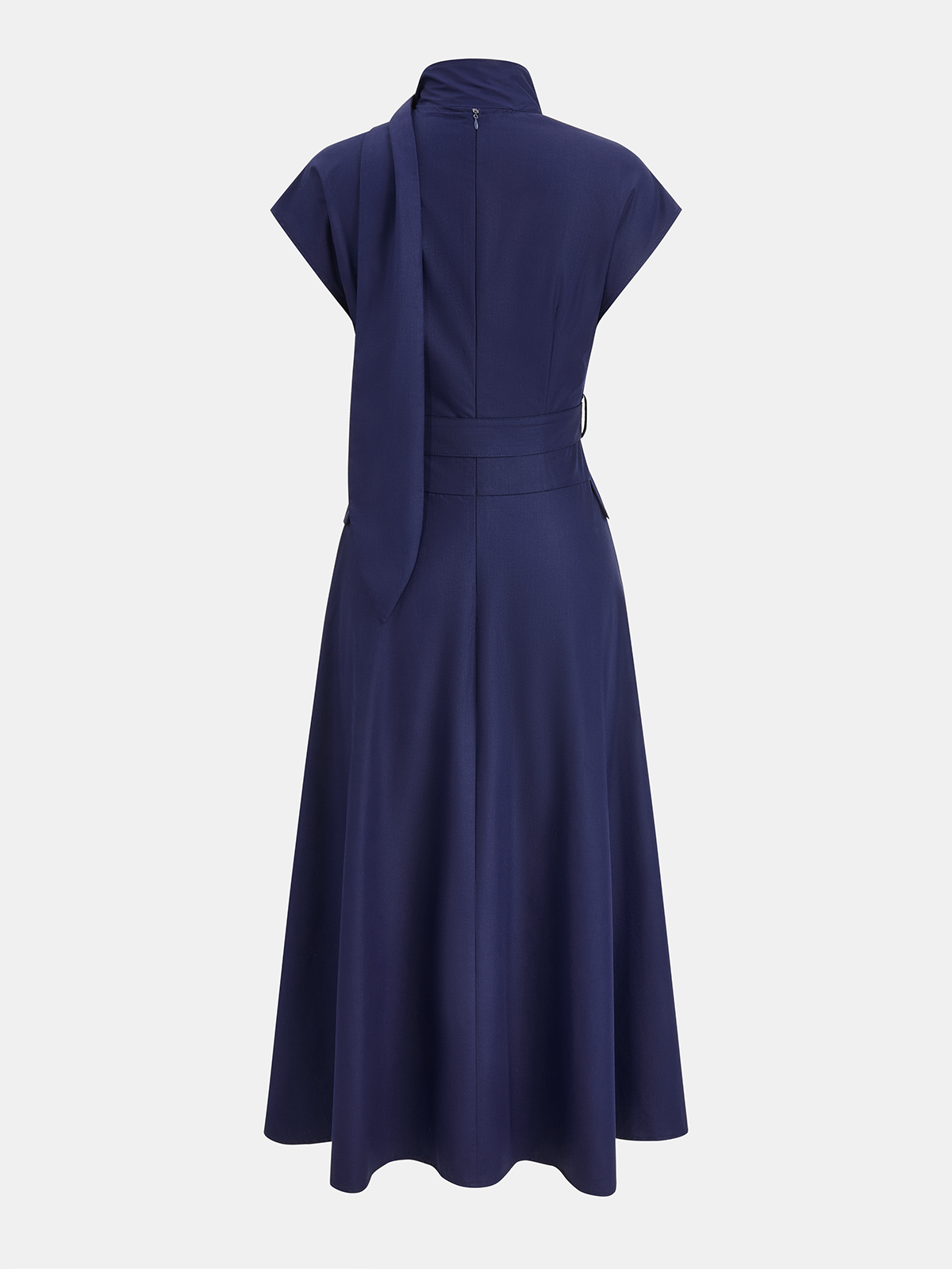 Tie-Neck Belted Sleeveless Maxi Dress for Elegant Summer Evening Events