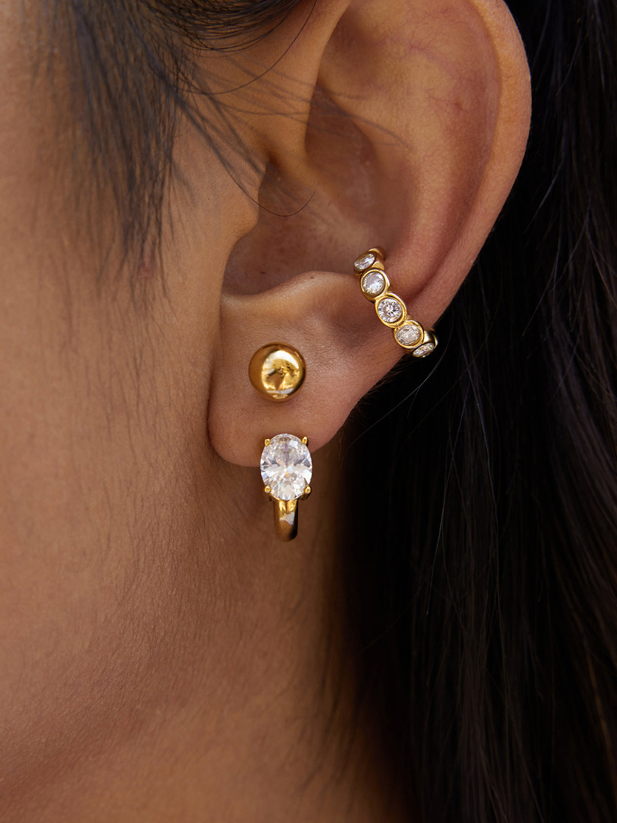 Zircon Accent Gold-Tone Earrings Elegant Bridal Jewelry Gift