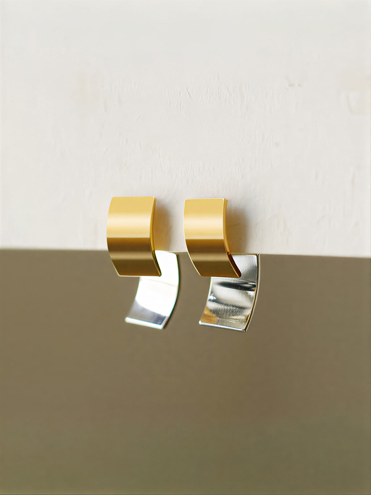 Two-Tone Minimalist Hoop Earrings, Modern Chic Versatile Jewelry Piece